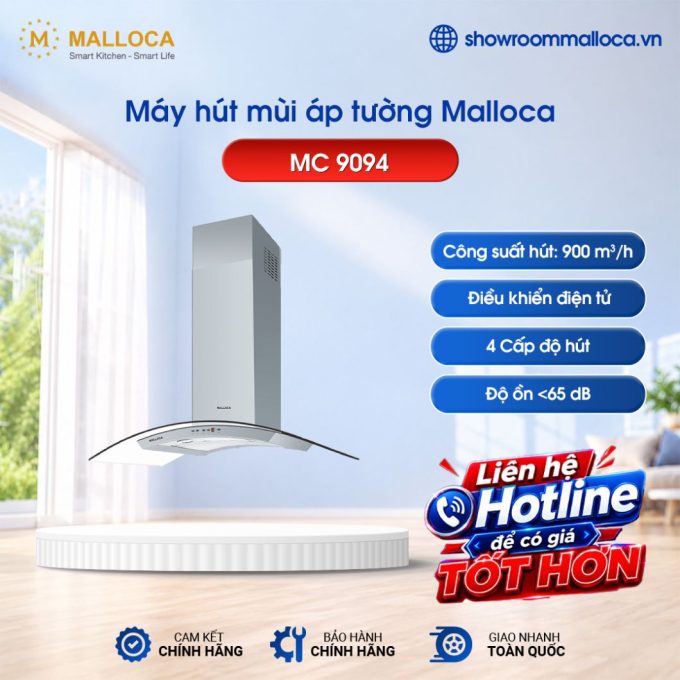 Máy hút mùi áp tường Malloca MC 9094