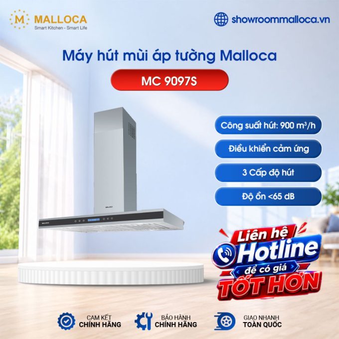 Máy hút mùi áp tường Malloca MC 9097S