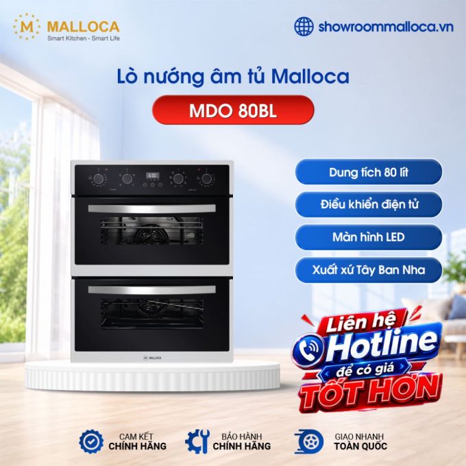 Lò nướng âm tủ 80L Malloca MDO 80BL