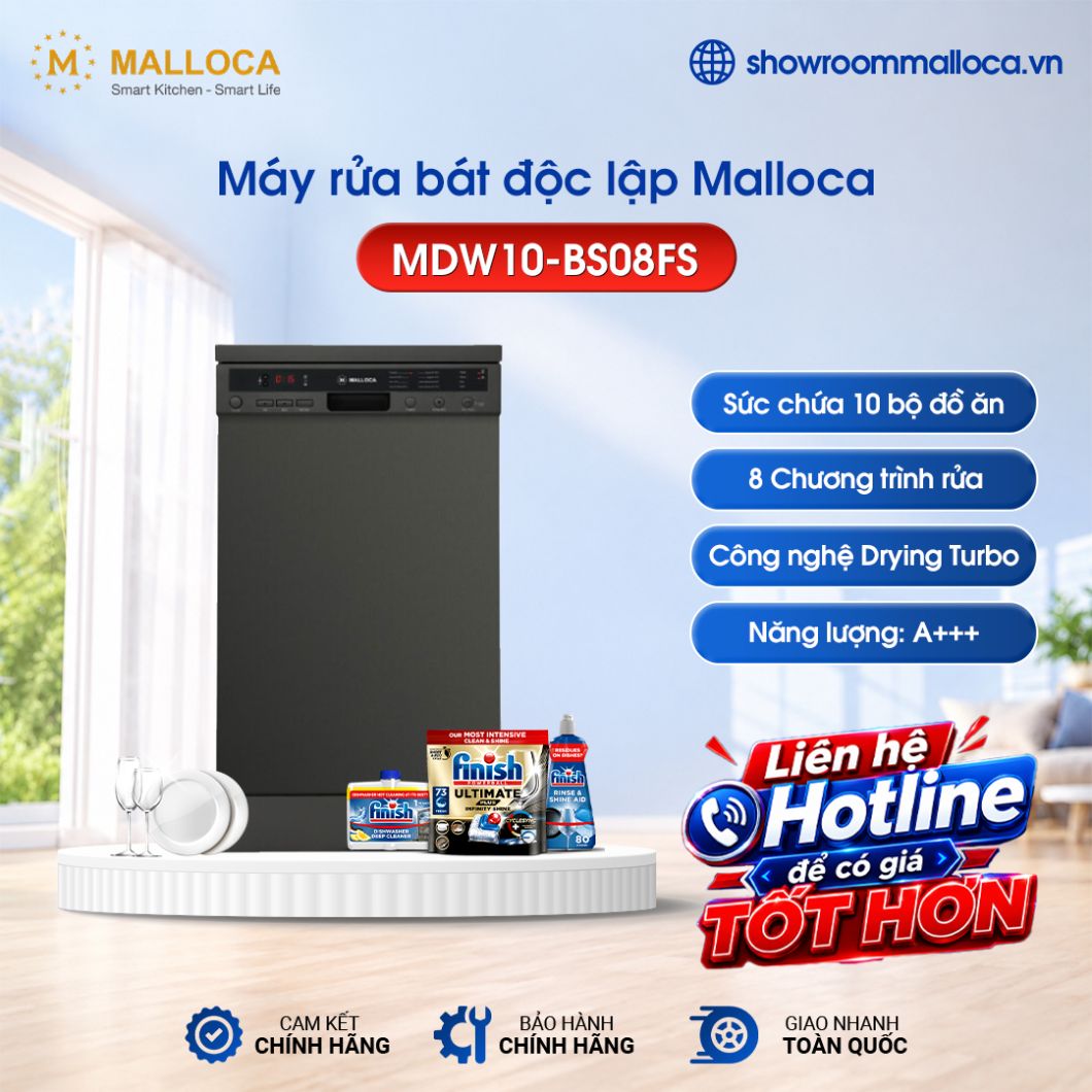 Máy rửa bát độc lập Malloca MDW10-BS08FS