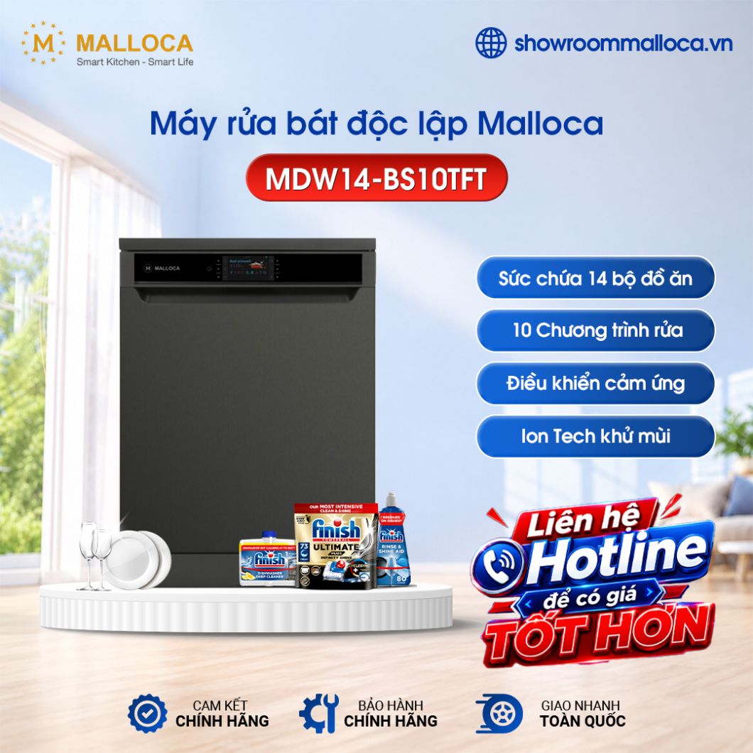 Máy rửa bát độc lập Malloca MDW14-BS10TFT