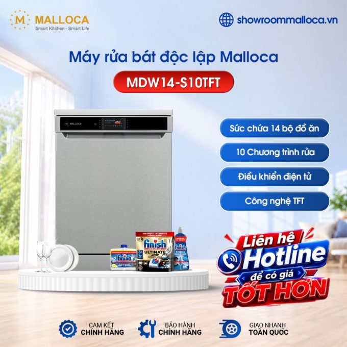 Máy rửa bát Malloca MDW14-S10TFT
