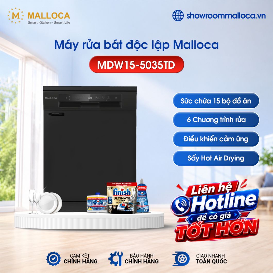Máy rửa bát độc lập Malloca MDW15-5035TD