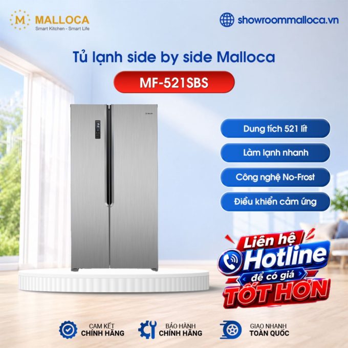 Tủ lạnh Side by Side Malloca MF-521SBS