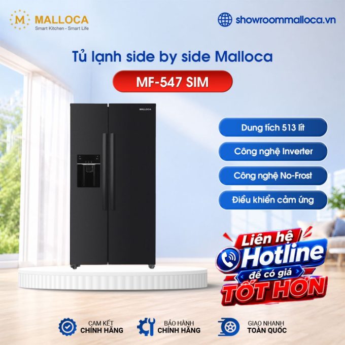 Tủ lạnh Side by Side Malloca MF-547 SIM