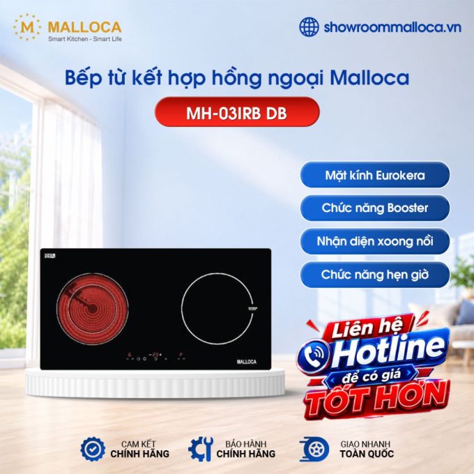 Bếp từ kết hợp hồng ngoại Malloca MH-03IRB DB