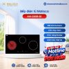 Bếp điện từ 3 vùng nấu Malloca MH 03IRB SB / Bếp 2 từ 1 điện, kính Eurokera chấm bi 1 MH 03IRB SB