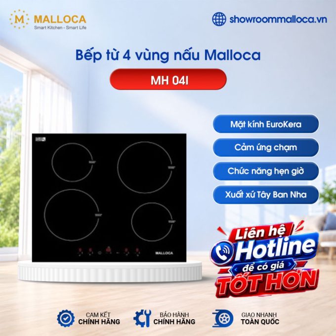 Bếp từ Malloca 4 vùng nấu MH 04I lắp âm