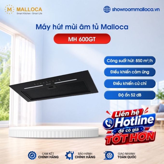 Máy hút khói khử mùi âm tủ Malloca MH 600GT