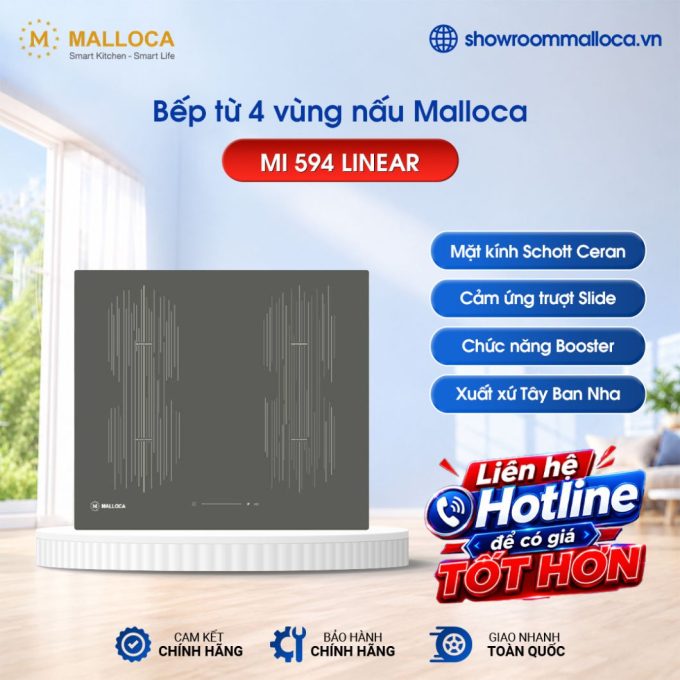 Bếp từ Malloca 4 vùng nấu MI 594 LINEAR