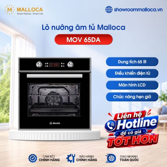 Lò nướng âm tủ Malloca MOV 65DA ( Kính đen )