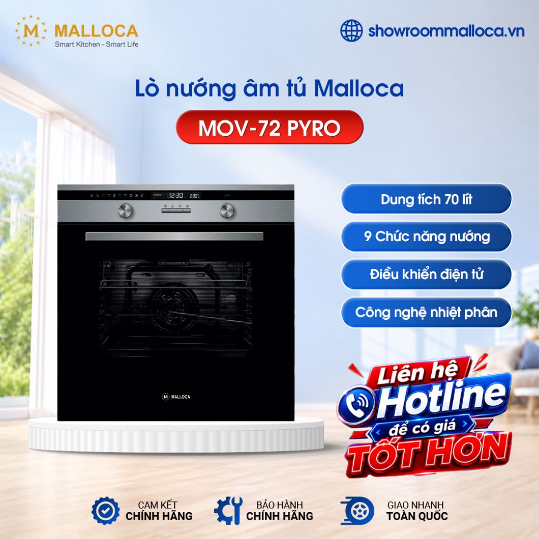 Lò nướng điện âm tủ 70L Malloca MOV-72 PYRO
