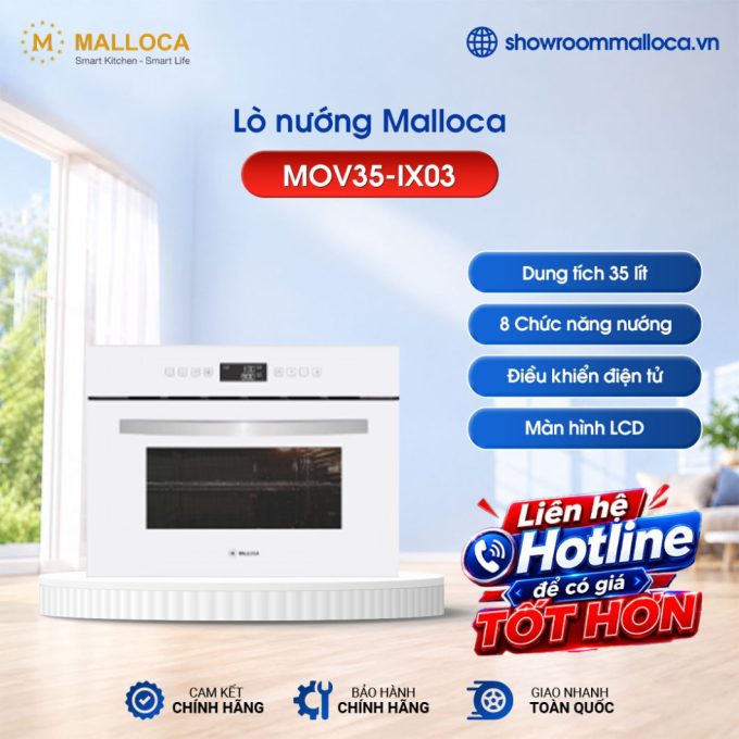 Lò nướng 8 chức năng Malloca MOV35-IX03 (TRẮNG)