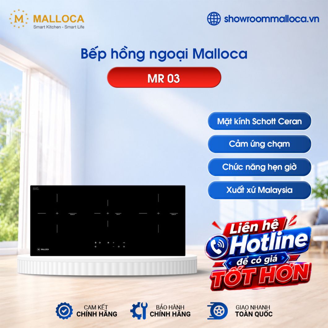 Bếp hồng ngoại 3 vùng nấu Malloca MR 03