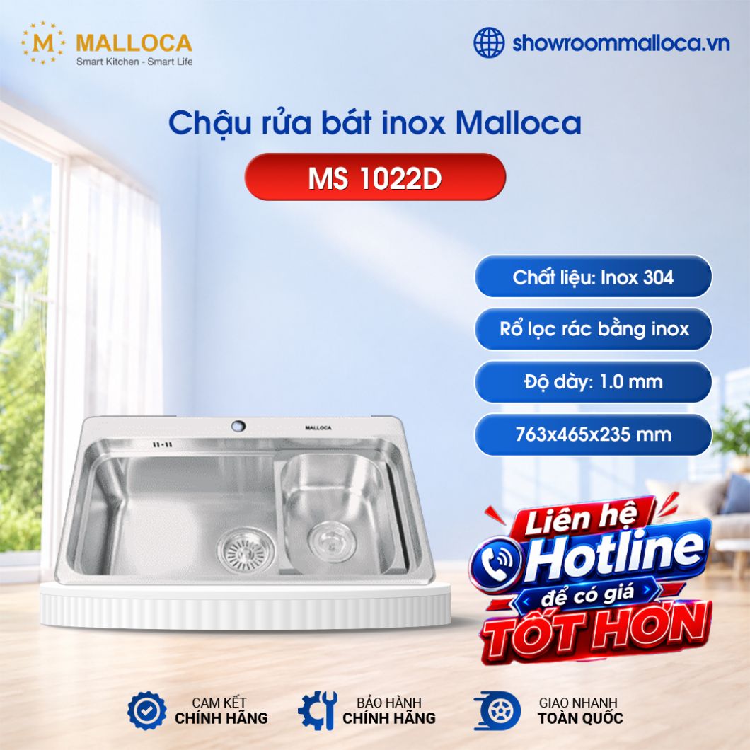Chậu rửa chén Inox Malloca MS 1022D