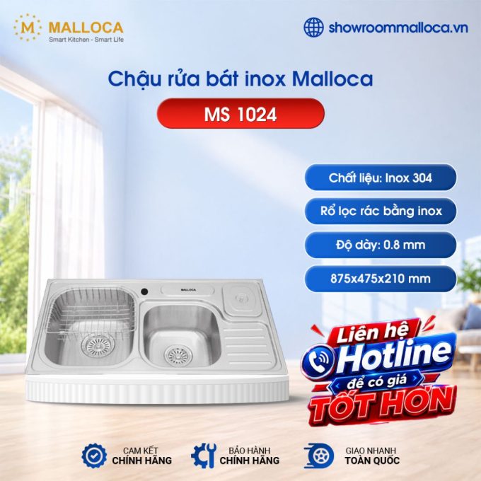 Chậu rửa chén Inox Malloca MS 1024