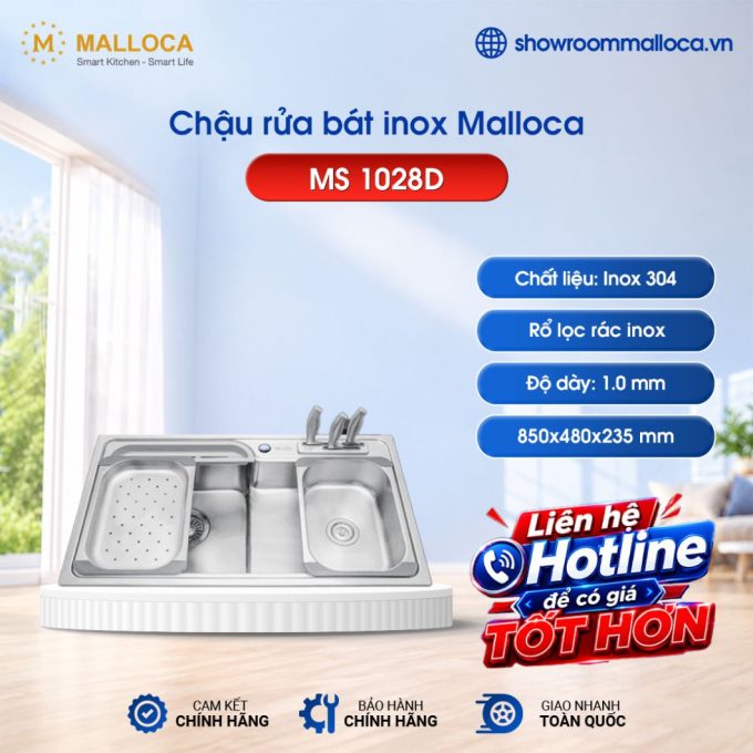 Chậu rửa chén Inox Malloca MS 1028D