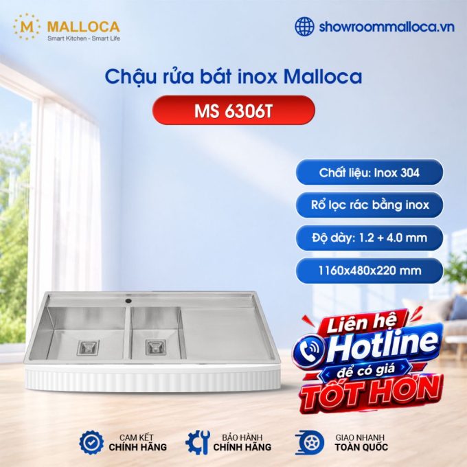 Chậu rửa chén Inox Malloca MS 6306T