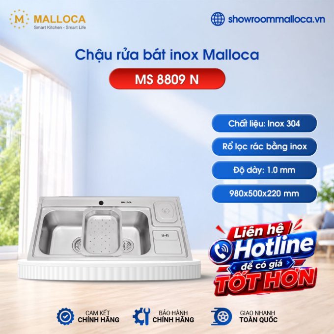 Chậu rửa chén Inox Malloca MS 8809 N