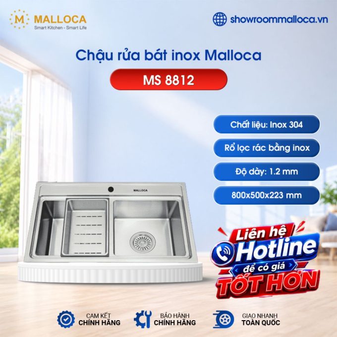 Chậu rửa chén Inox Malloca MS 8812