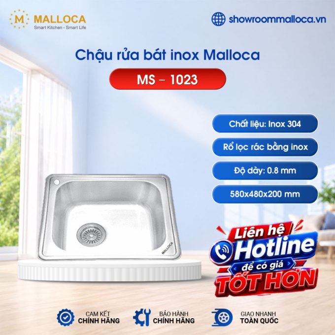 Chậu rửa chén Inox Malloca MS - 1023
