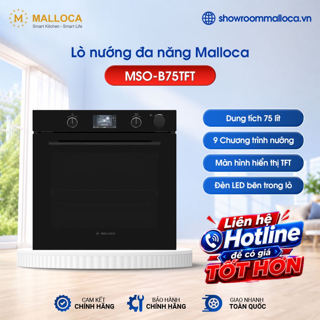 Lò nướng đa năng 75L Malloca MSO-B75TFT lắp âm
