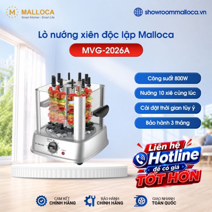 Lò nướng xiên độc lập Malloca MVG-2026A