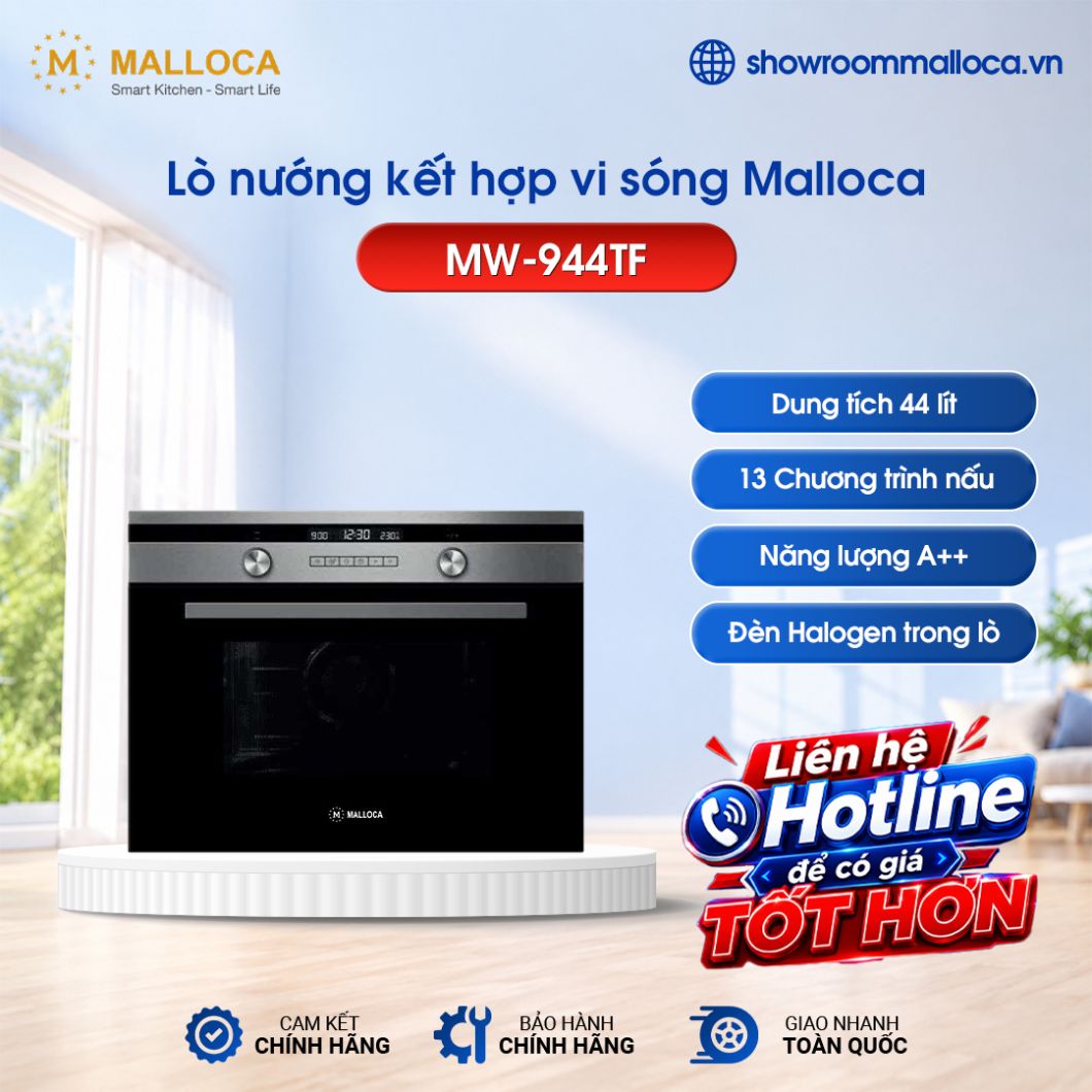Lò nướng kết hợp vi sóng âm tủ 44L Malloca MW-944TF