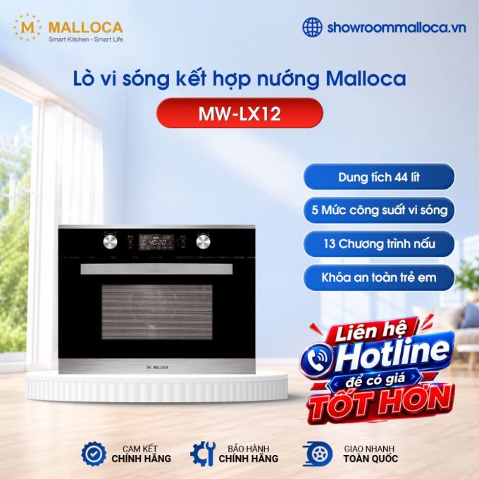 Lò vi sóng kết hợp nướng Malloca MW-LX12