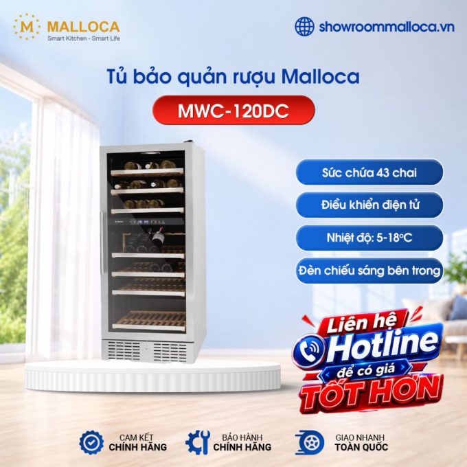 Tủ bảo quản rượu đọc lập Malloca MWC-120DC