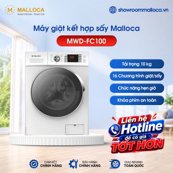 Máy giặt kết hợp sấy Malloca MWD-FC100