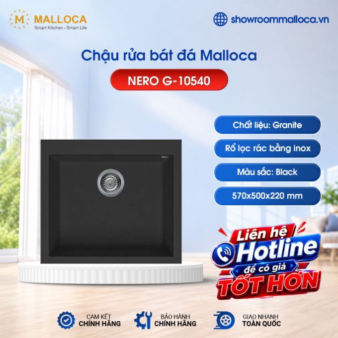 Chậu đá Malloca Nero G-10540 / Màu đen
