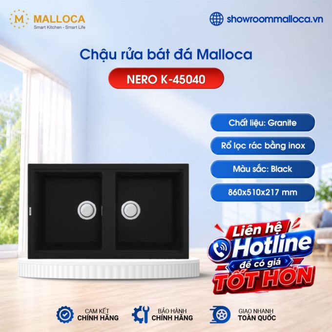 Chậu rửa bát Malloca NERO K-45040