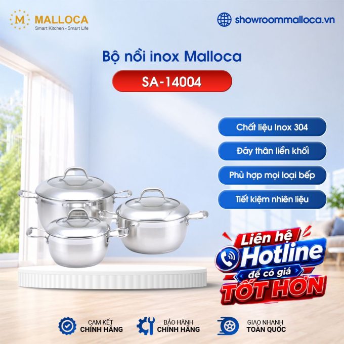 Bộ nồi inox Malloca SA-14004