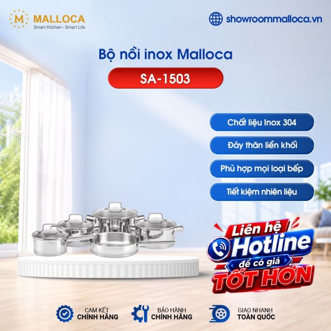 Bộ nồi inox Malloca SA-1503