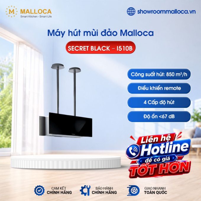 Máy hút mùi đảo Malloca SECRET BLACK – I510B