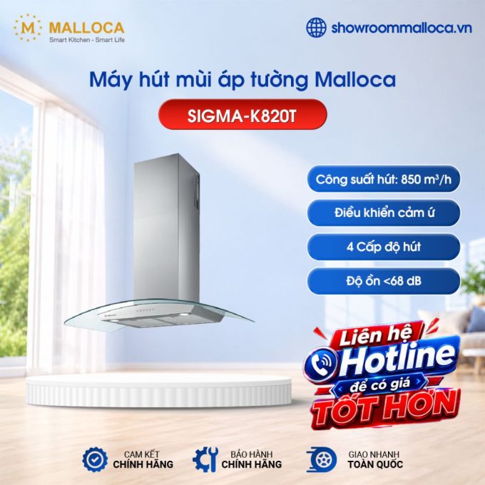 Máy hút mùi áp tường Malloca SIGMA-K820T