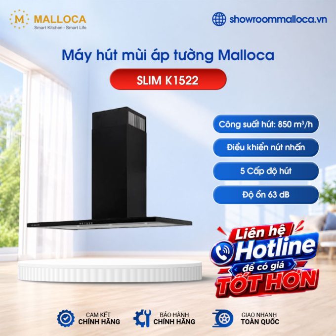 Máy hút mùi áp tường Malloca Slim K1522 - Nhập khẩu Châu Âu