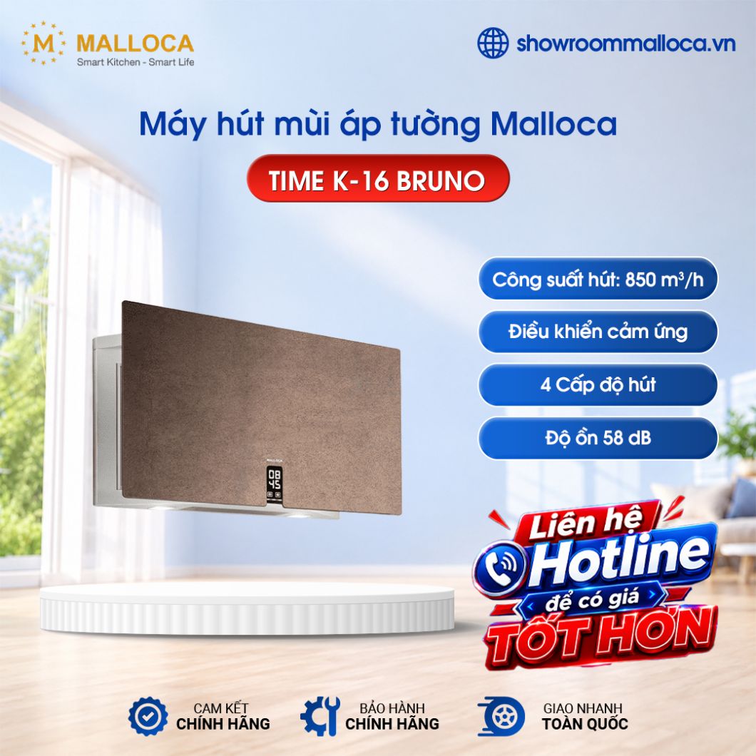 Máy hút mùi áp tường Malloca TIME K-16 BRUNO