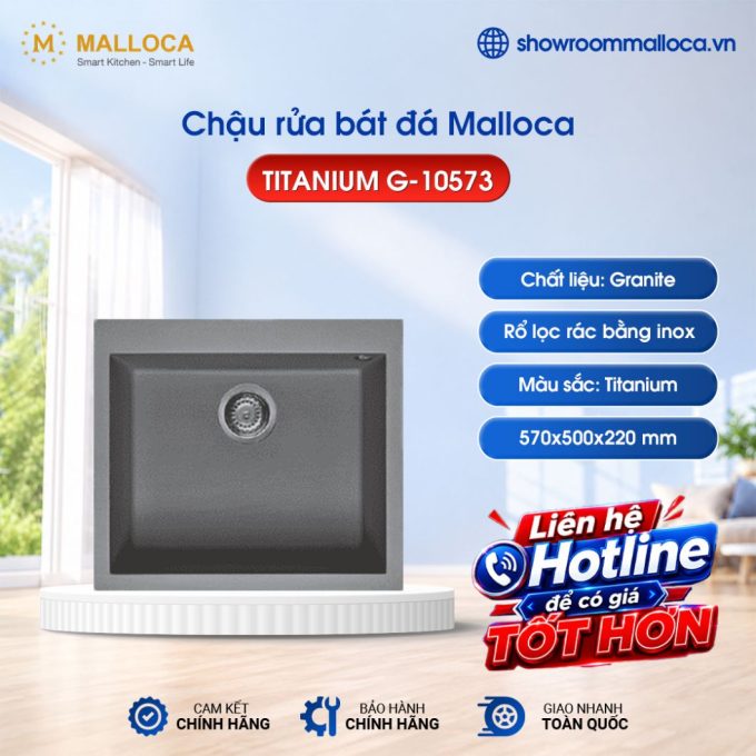 Chậu đá Malloca Titanium G-10573 / Màu xám