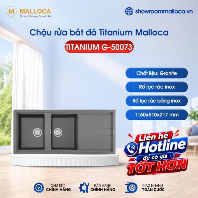 Chậu đá Malloca Titanium G-50073 (Màu xám)