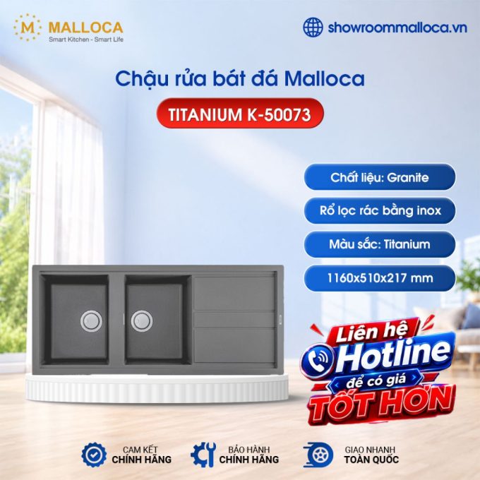 Chậu rửa bát Malloca TITANIUM K-50073