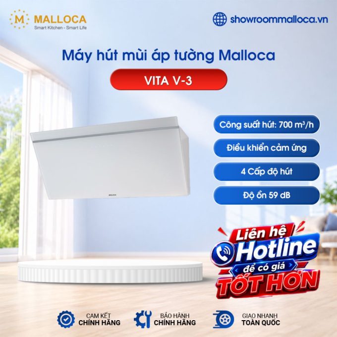 Máy hút mùi áp tường Malloca VITA V-3