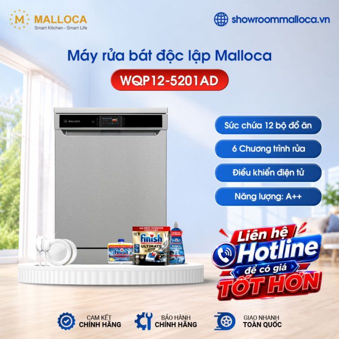 Máy rửa chén Malloca WQP12-5201AD