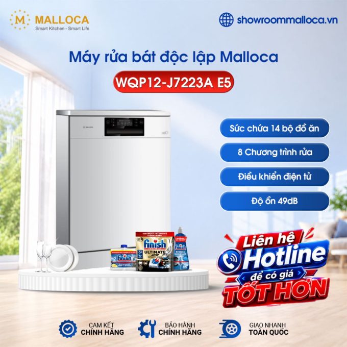 Máy Rửa Chén Đứng Độc Lập Malloca WQP12-J7223A E5