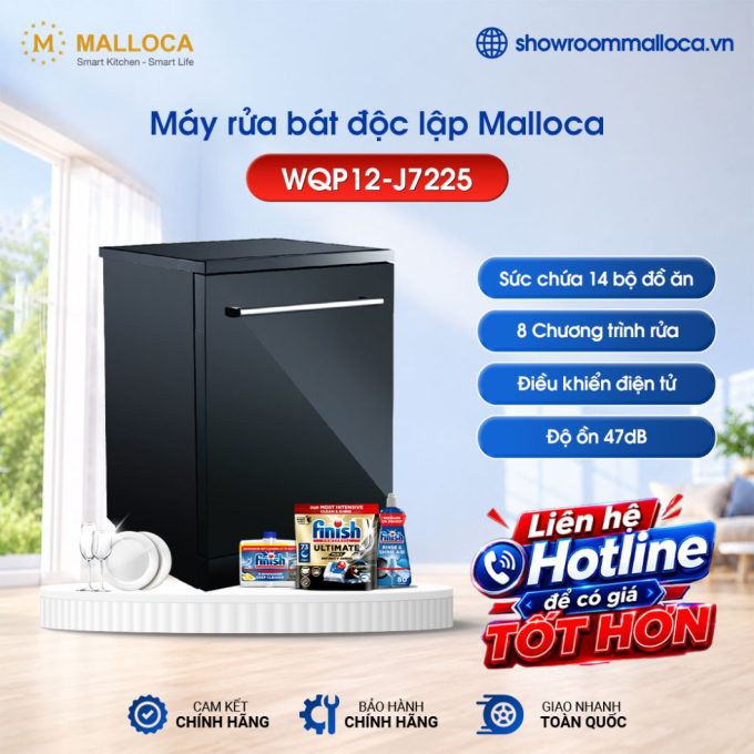 Máy rửa bát độc lập Malloca WQP12-J7225