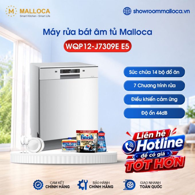 Máy rửa chén âm tủ Malloca WQP12-J7309E E5