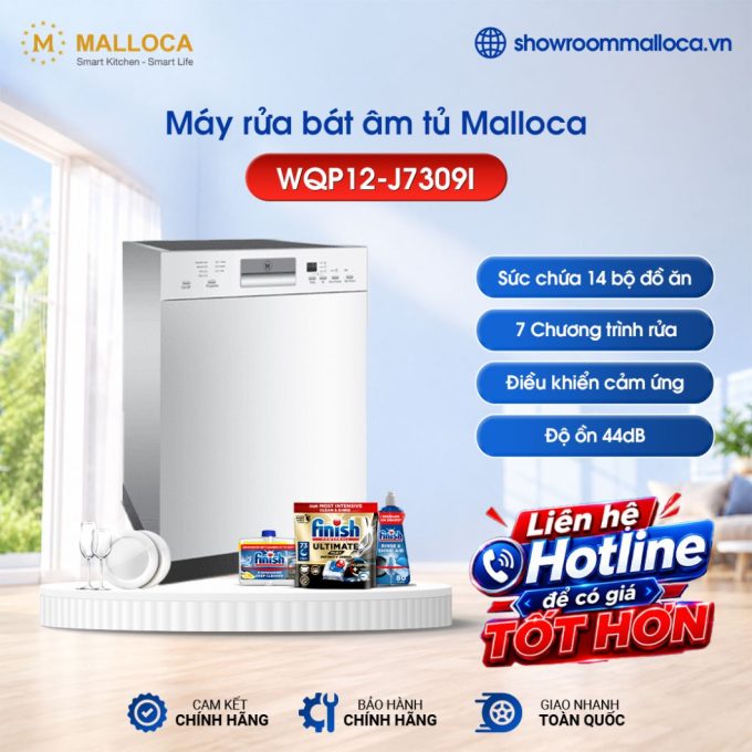 Máy rửa chén âm tủ Malloca WQP12-J7309I
