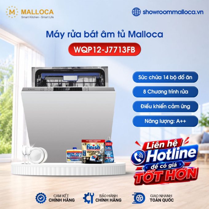 Máy rửa bát Malloca WQP12-J7713FB âm tủ