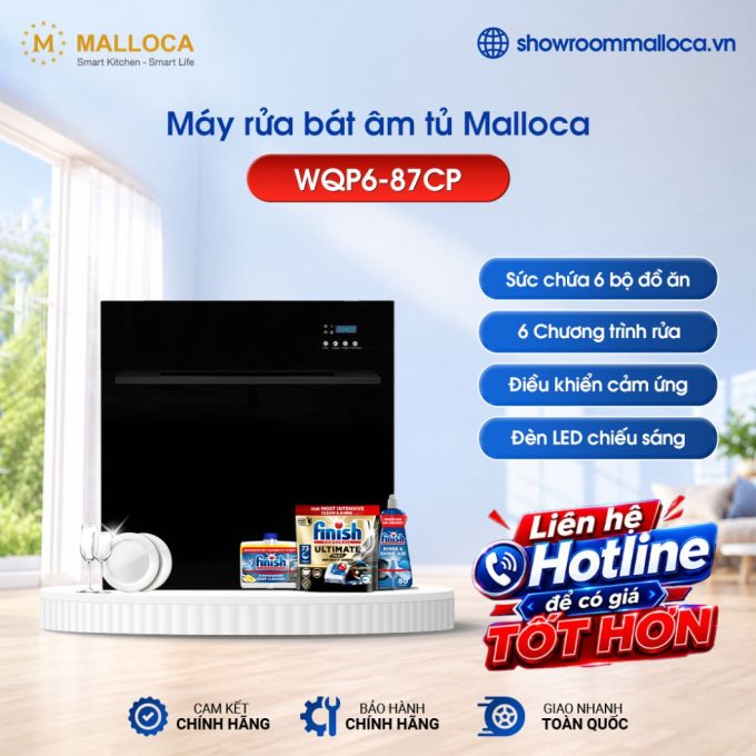 Máy rửa bát Malloca WQP6-87CP âm tủ